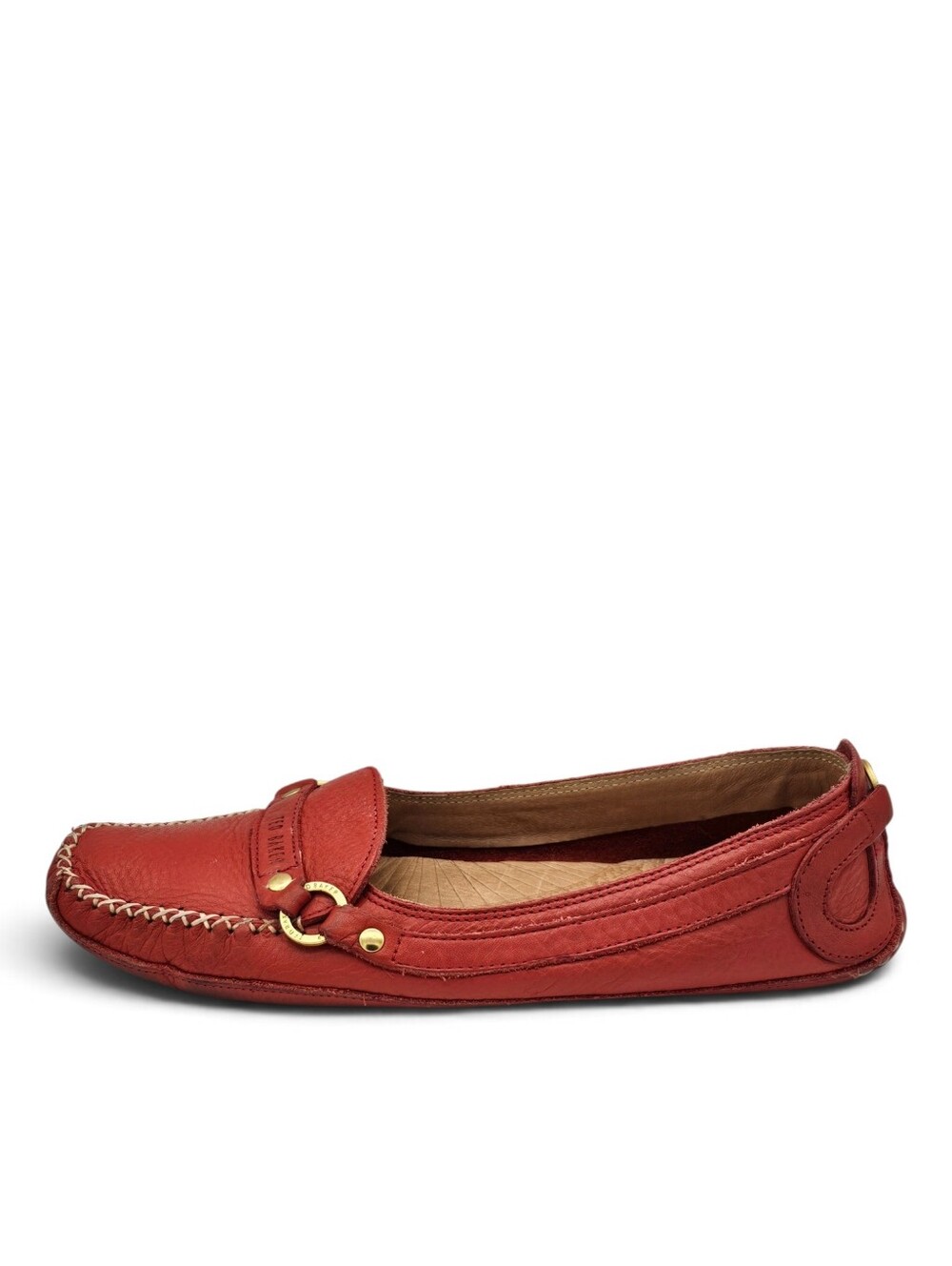 Ted Baker London Red Leather Driving Moccasins Loafers Size 7 US - Picture 2 of 15